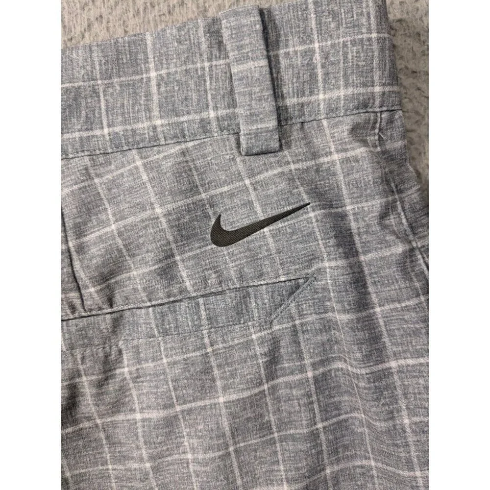 Nike Golf Tour Performance Shorts Mens 36 Gray Windowpane Pattern Check Grid